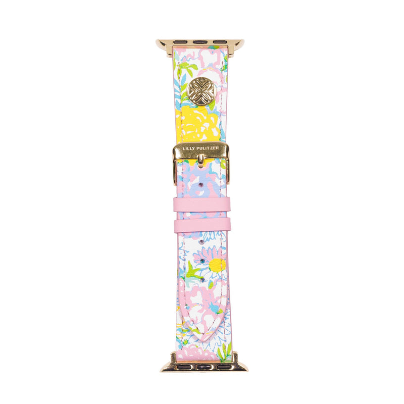 Lilly Pulitzer Silicone Apple Watch Band, Sized to Fit 38, 40, 42, and 48mm Smartwatches, Compatible with Apple Watch Series 1, 2, 3, 4, SE and 6 (Lilly Garden Home)