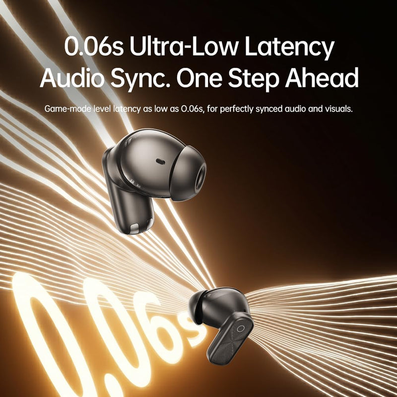 Earbuds Wireless Bluetooth with LCD Touchscreen 48H Battery Life | in-Ear Headphones Bluetooth 6.0, Time Display & 5 EQs, IPX5 Waterproof, Includes Lanyard (Black)