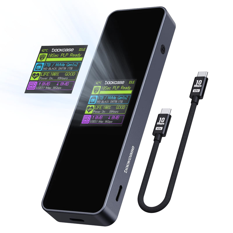 DOCKCASE Visual Smart M.2 NVMe SSD Enclosure with Silicone Case
