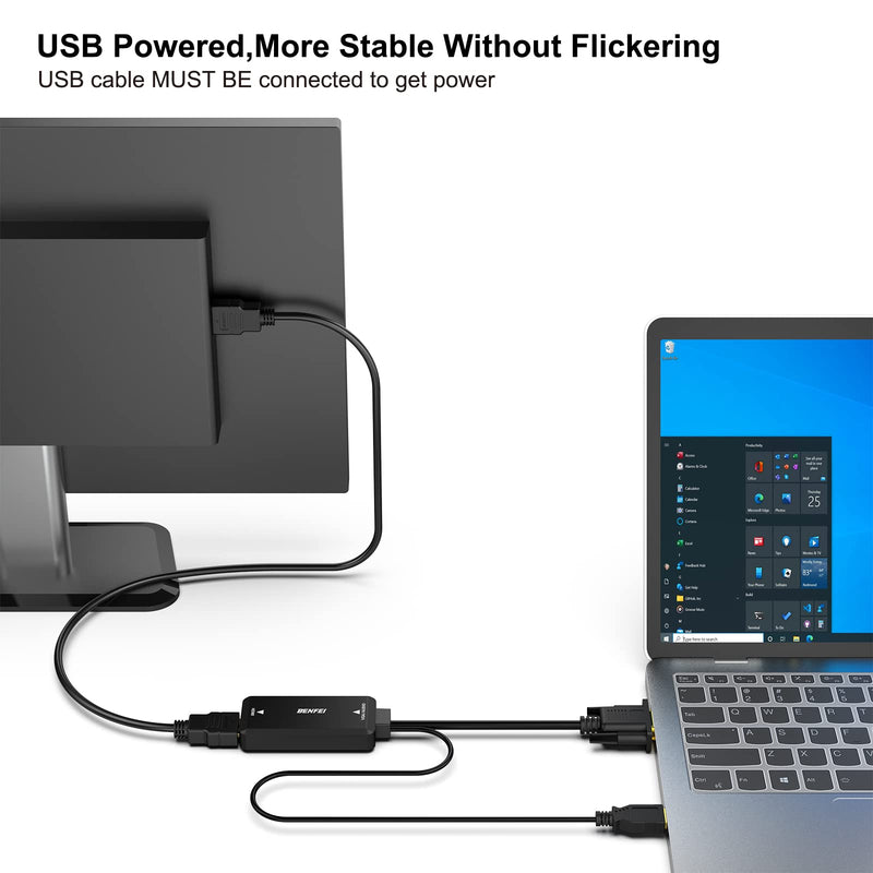 [AUSTRALIA] - BENFEI VGA to HDMI Adapter, 1080P Converter with Audio from Computer/Laptop VGA Source to HDMI TV/Monitor 1pack VGA Source to HDMI Monitor 