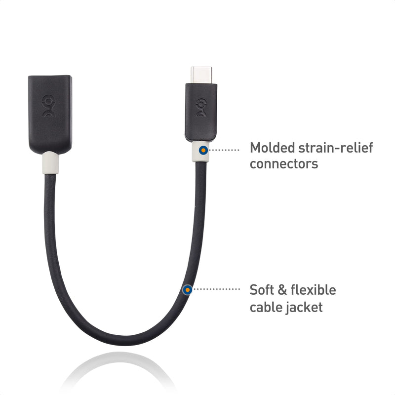 Cable Matters USB C to USB Adapter 6 Inches (USB to USB C Adapter, USB-C to USB 3.0 Adapter, USB C OTG) in Black