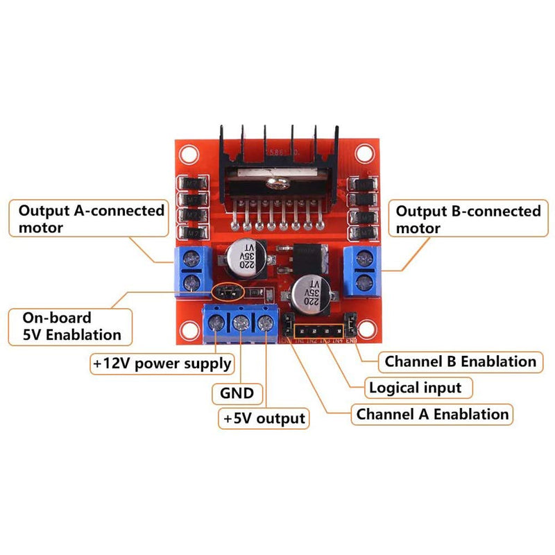 Greluma L298N Motor Drive Controller Board Module Double H Bridge DC Stepper for Arduino Pack of 4