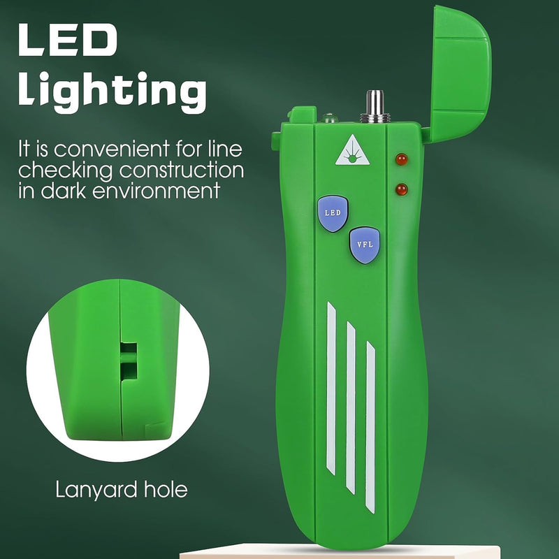 [AUSTRALIA] - Rechargeable Fiber Visual Fault Locator with FC/LC Adapter Kit, VFL Red Light Pen Compatible with SC/FC/ST/LC Interface Built-in LED Light for CATV Telecommunications Engineering Maintenance 