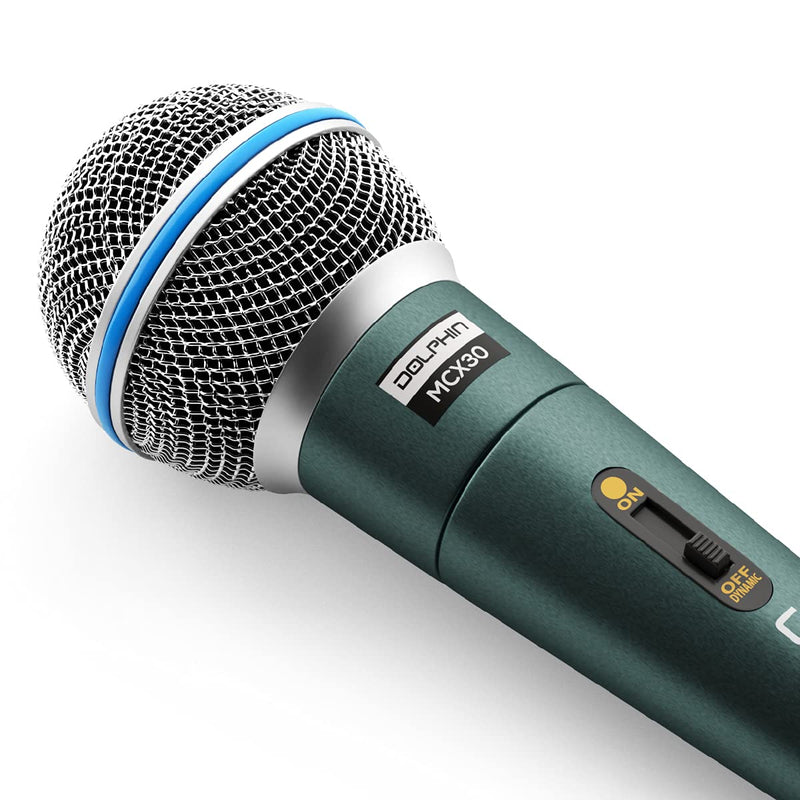 Dolphin MCX30 Handheld Dynamic Vocal Microphone, HQ Direct Connection Audio 1/4, Durable, Crystal Clea Sound, Detachable 14ft XLR Cable, Mic Stand Clip, & Carry Case