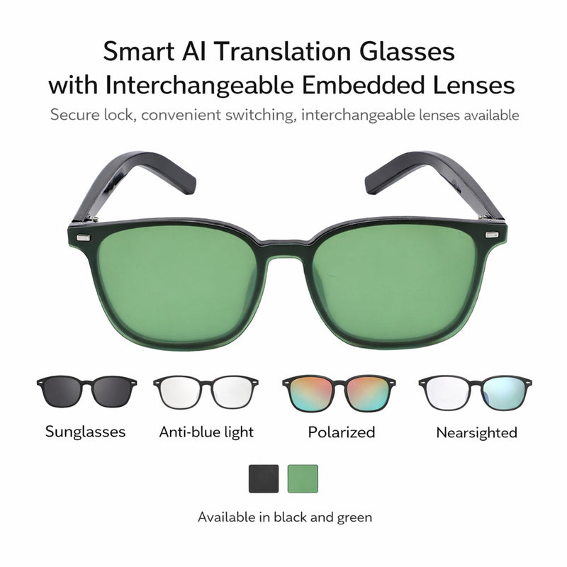 AI Translation Glasses for Men Women, 118 Languages Real-Time Translator Bluetooth 5.3 Smart Glasses with Magnetic Lens, Noise Canceling & Auto On/Off for Travel, Trade, Bus