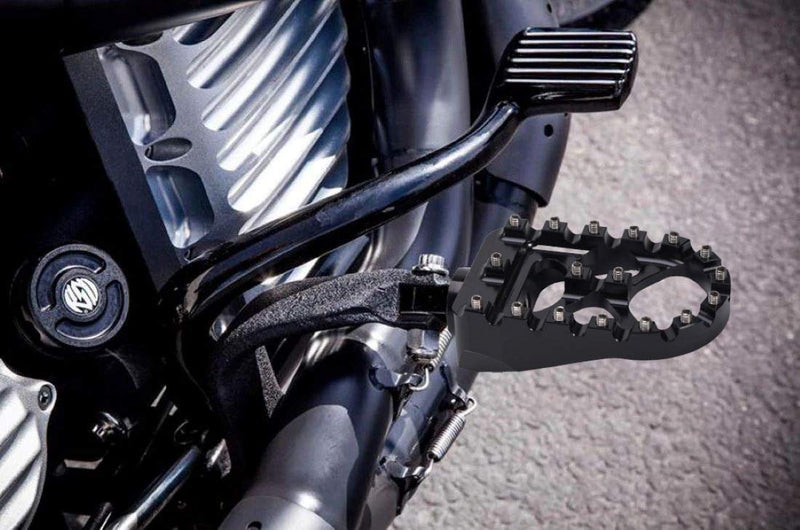 [AUSTRALIA] - Hopider CNC Wide Foot Pegs 360° Roating MX Chopper Bobber Style for harley Dyna Sportster Fatboy Iron 883,Black black 