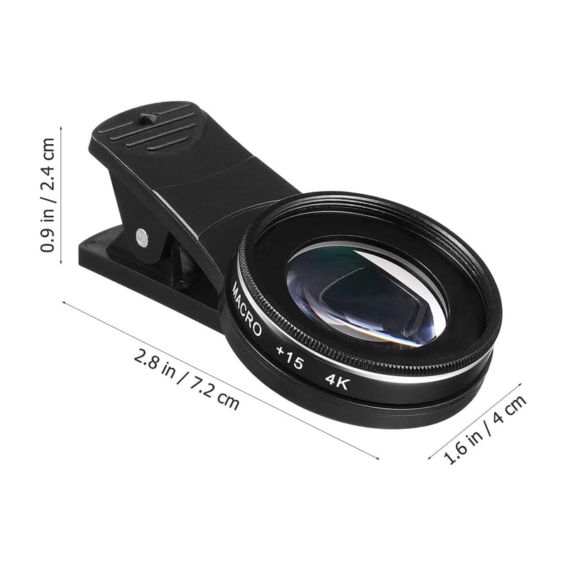 Smartphon 4K 15X Macro Lens: Phone Camera Lens Cell Phone Macro Lens 37mm Clip On Phone Lens Universal Macro Lens Compatible with iPhone/Most Smartphones Camera Lenses Black