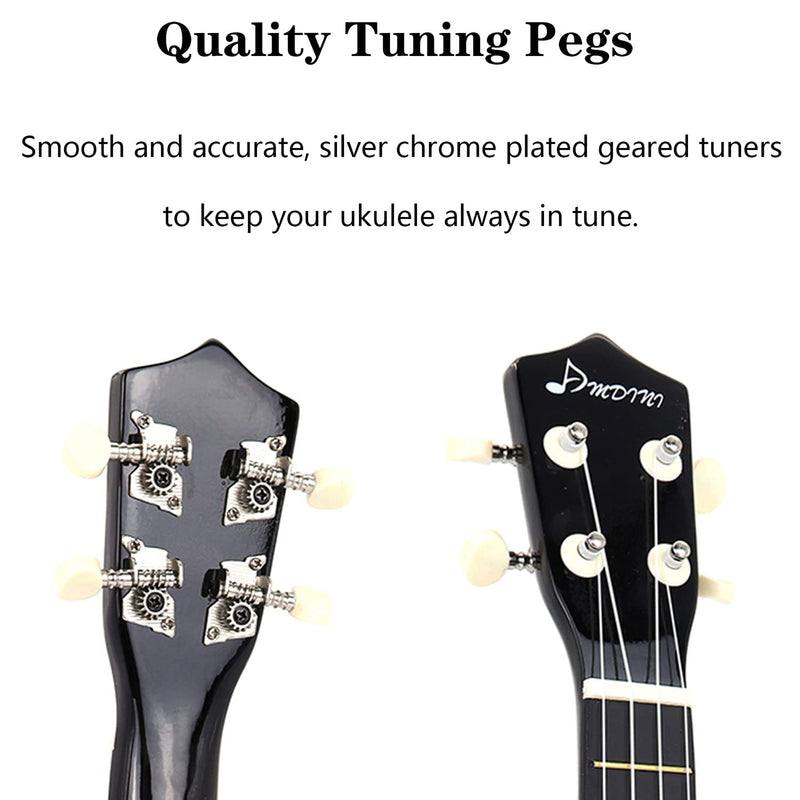 21 inch Soprano Ukulele Basswood Acoustic Mini Guitar for Beginner Starter with Case Strap Tuner Picks Strings Primary Tutorial Black