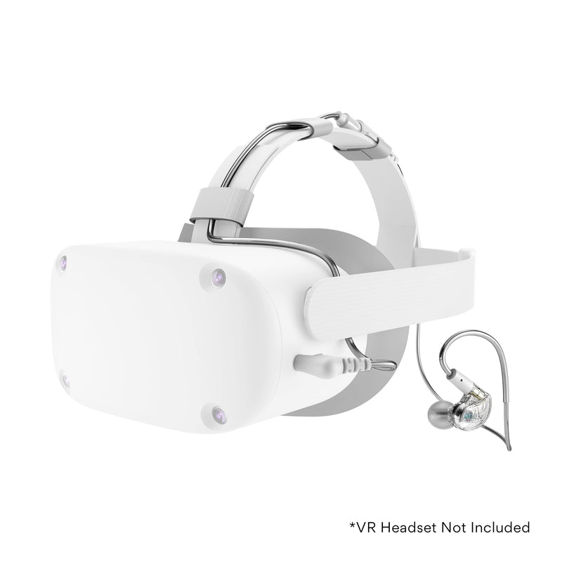 MEE Audio M6 VR Multiplatform in-Ear Earphones with Headset Microphone for PS5, Xbox, Nintendo Switch, PC; Also Includes Short Cable and mounting Bracket for Oculus Quest and Other VR Gaming Headsets 3.5mm Wired for VR Clear