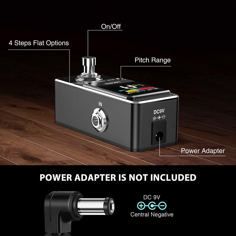 [AUSTRALIA] - LEKATO Guitar Tuner Pedal with True Bypass, Chromatic Tuner Pedal for Electric Guitar and Bass, Color Display Tuning Pedal with Mute, Pitch and Flat Tuning Black Tuner 