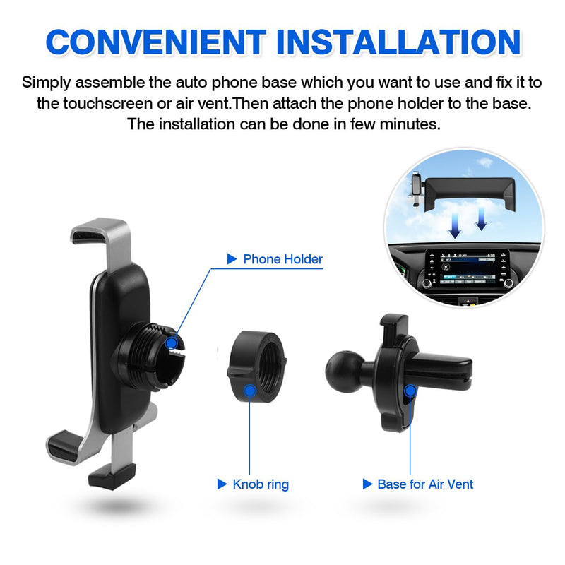 Autorder Car Phone Holder for Honda Accord 2018-2022 Accessories Air Vent Screen Fixed Clip 360° Rotation Cell Phone Mount Hands-Free Anti-Vibration(Two Installation Methods)