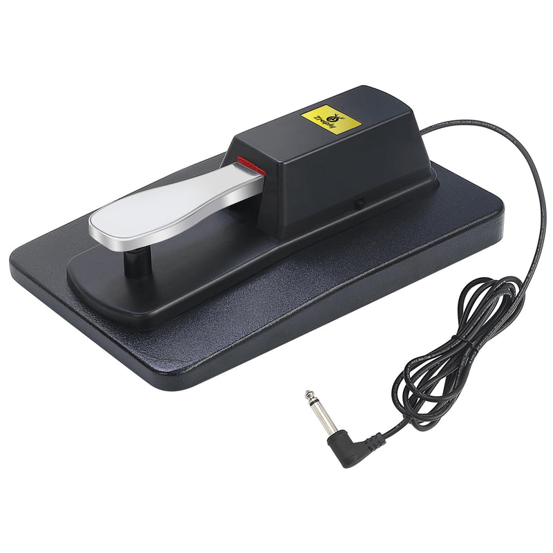 Sustain Pedal Universal Foot Controller Switch, 6.35mm 1/4" Jack Damper Pedal For Keyboards Digital Pianos MIDI Synthesizers Electronic Organ Tone Modules Drum Machines (Black) Black