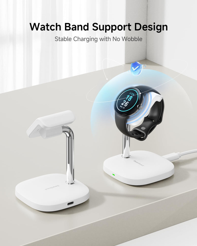 Charger Stand for Google Pixel Watch 3/2, 1800mAh Portable Charger for Google Pixel Watch 3/2, for Fitbit Versa 4/Versa 3/Sense 2/Sense/Ace LTE