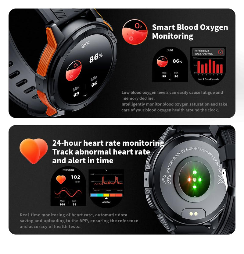 Gravity C25 1.43" AMOLED Smartwatch with Always-On Display, Bluetooth Call, AI Voice, 100+ Sports Modes, Heart Rate & Sleep Monitor, 1 ATM Waterproof, Fitness Tracker for iOS & Android (Gray)
