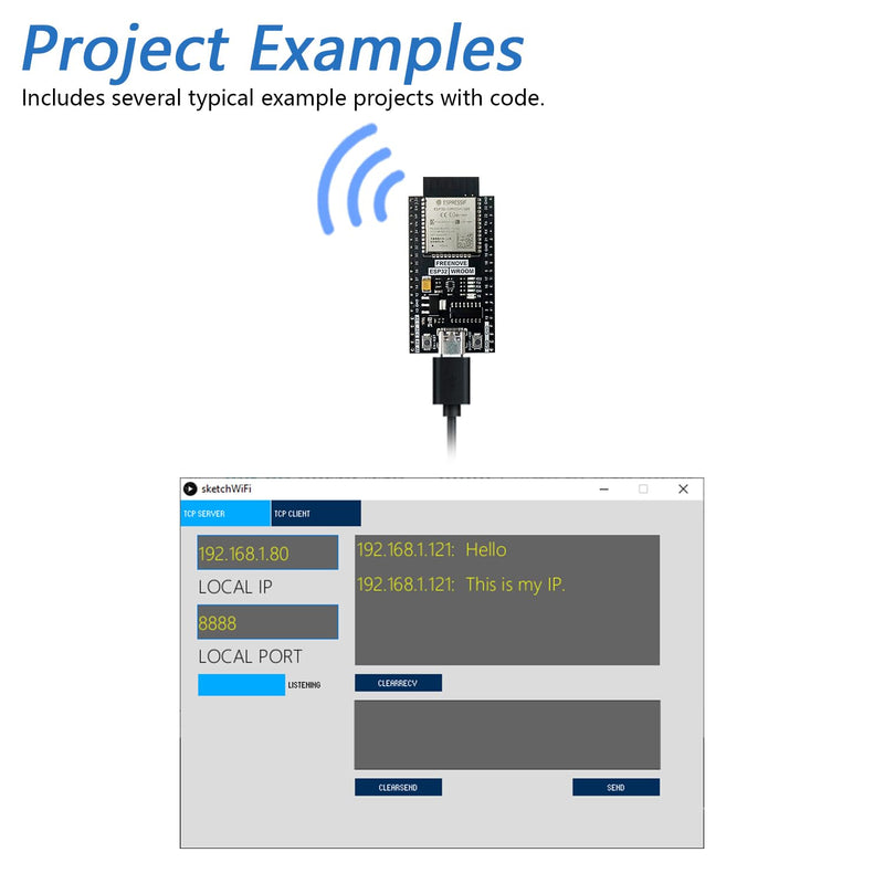 Freenove ESP32 Board (2 Pack), Dual-core 32-bit 240 MHz Microcontroller, Onboard Wireless, Python C Code, Example Projects Tutorial 2 Pack