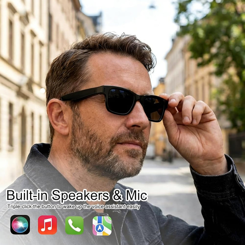 Woostar AI Smart Glasses with Camera, 1080P Video Recording Glasses, Real Time Translation, Recording and Photo Taking, AI Voice Assistant, Open-Ear Audio