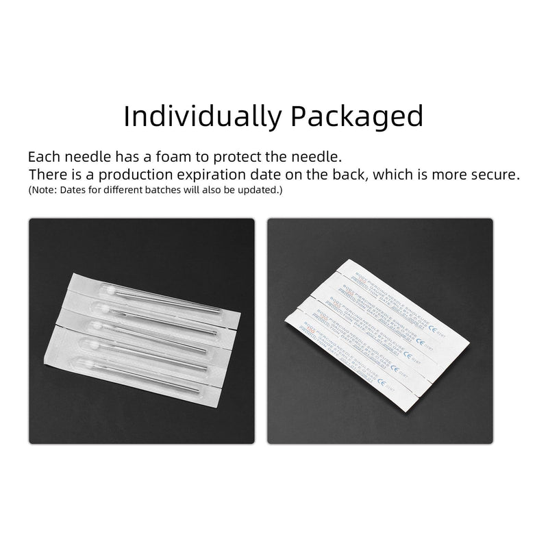 zalati Piercing Needles 10pcs Disposable Body Puncture Needles Stainless Steel Single Pack with Spone Cover Ball for Ear, Nose, Lip, Navel Piercing - 14g 14G Piercing Needles
