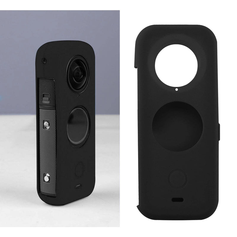 [AUSTRALIA] - Create idea Set with 2Pcs Body Cover Protector Lens Cap Protector Replacement Compatible with Insta 360 ONE X2 Camera Silicone Camera Case Black 