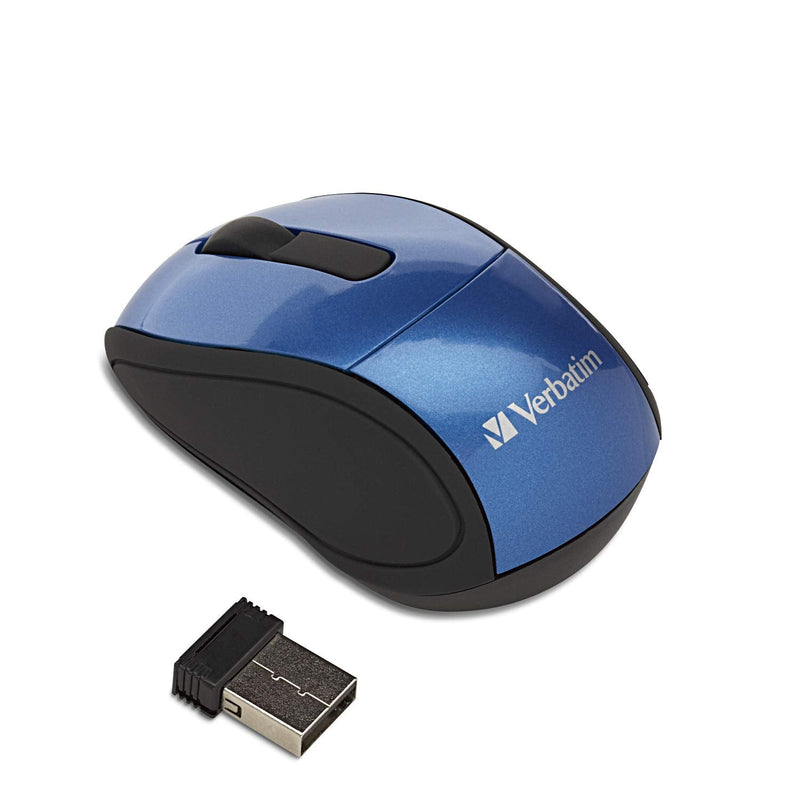 Verbatim 2.4G Wireless Mini Travel Optical Mouse with Nano Receiver for Mac and PC - Blue