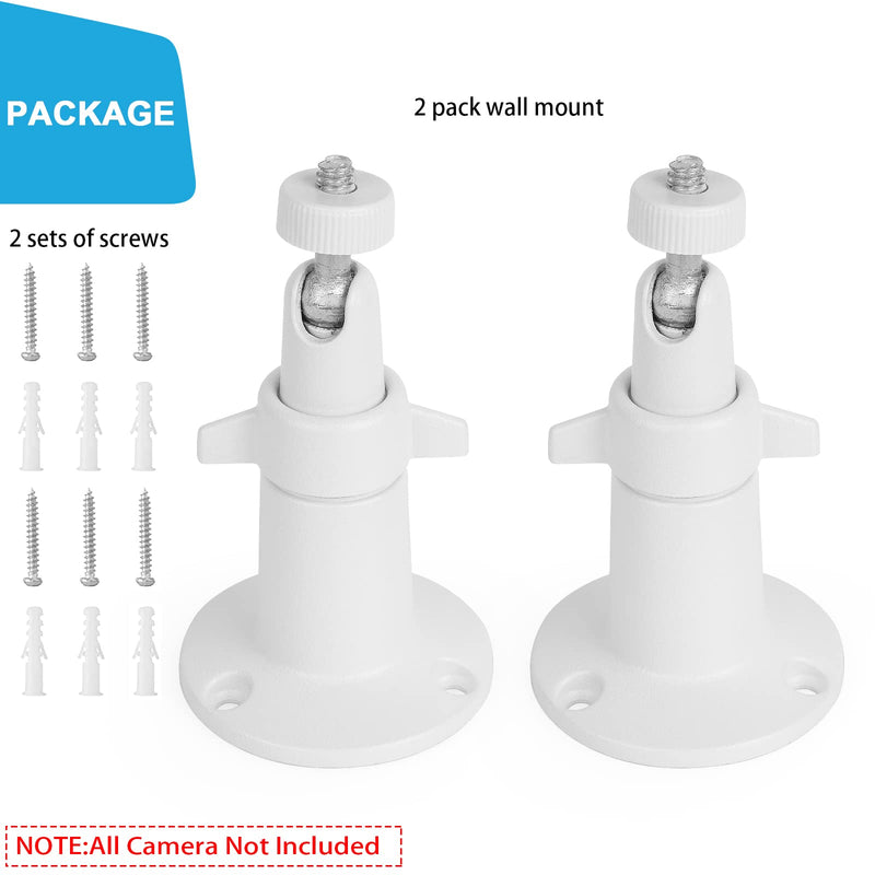 2 Pack Wall Mount Holder Compatible with SimpliSafe Outdoor Security Camera, 360°Rotation Security Bracket with 1/4 Screw Thread , Camera Not Included (White)