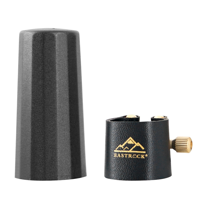 [AUSTRALIA] - EASTROCK Alto Saxophone Ligature Kit, Leather Ligature Fastener for Saxophone Mouthpiece with Plastic Cap, Musical Instruments Accessory for Beginner and Intermediate black 