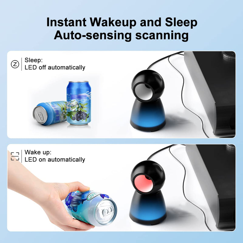 Handsfree 2D QR Barcode Scanner, TEEMI USB Wired Omnidirectional Desktop Bar Code Reader Scanner Screen Scanning CMOS Imager Presentation Bar Code Reader Compact Size, TMSL-73 black