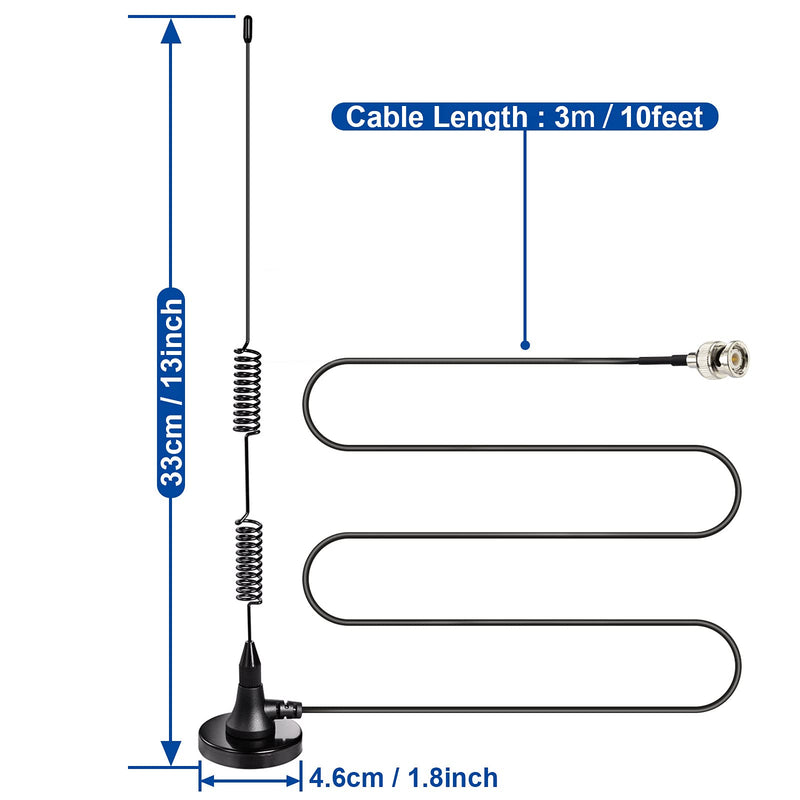 Bingfu 20-1300MHz Police Scanner Antenna Radio Magnetic Base HF VHF UHF Two Way Ham BNC Male Compatible with Uniden Bearcat Whistler Shack BNC Antenna