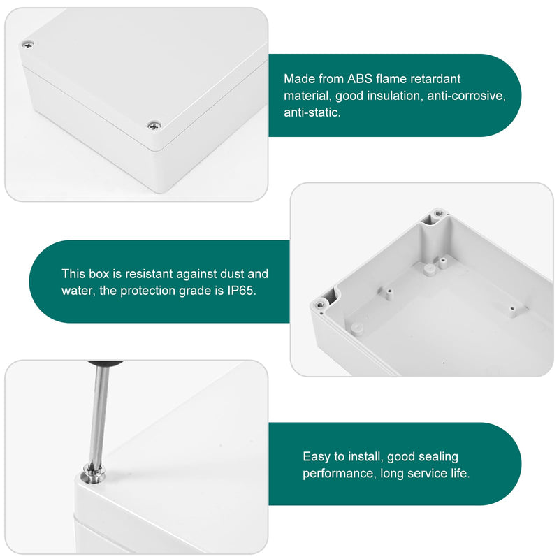 Terminal Box Waterproof IP65, Distribution Box Surface-Mounted, Junction Box Surface-Mounted, Protective Box Cable Outdoor Waterproof, Junction Box Waterproof, Plastic Housing Terminal Box, 20 x 12 x