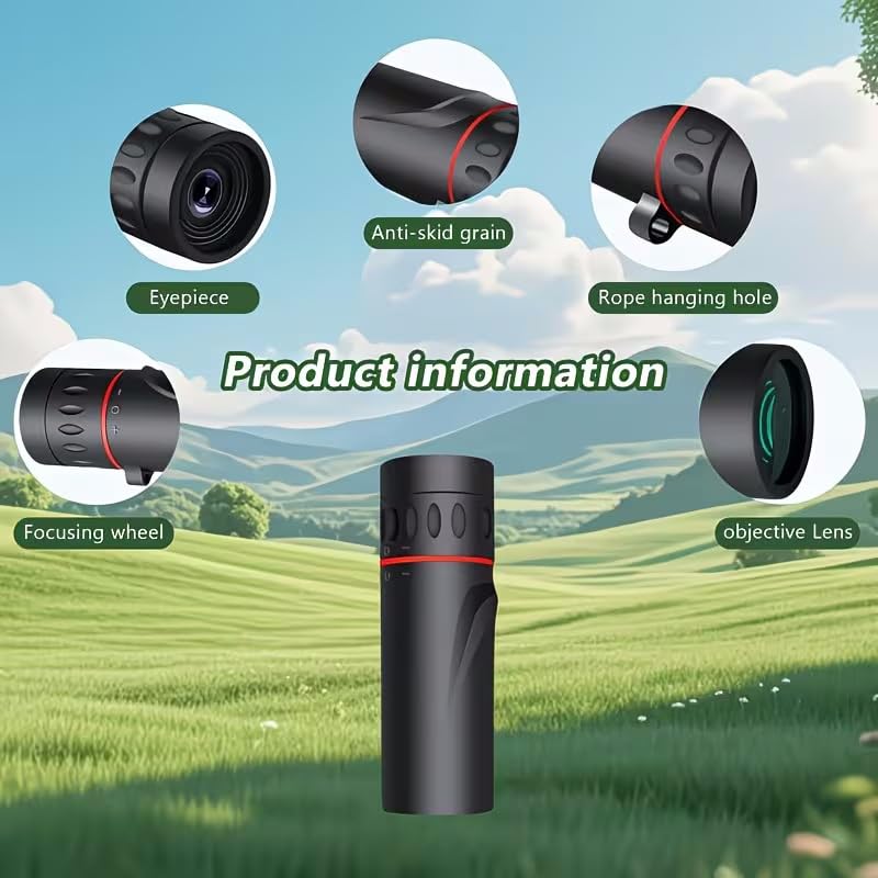 1set 10X25 High-Definition Long-Distance Monocular Telescope, 10X Easy to Store with Storage Case and Lanyard, for Hiking, Camping, Outdoor Adventures, Black