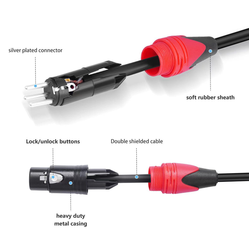6 Pack XLR Male to Female Cable, Professional Balanced Microphone Lead, Extension Mic Cord 3 FT/3 Colors