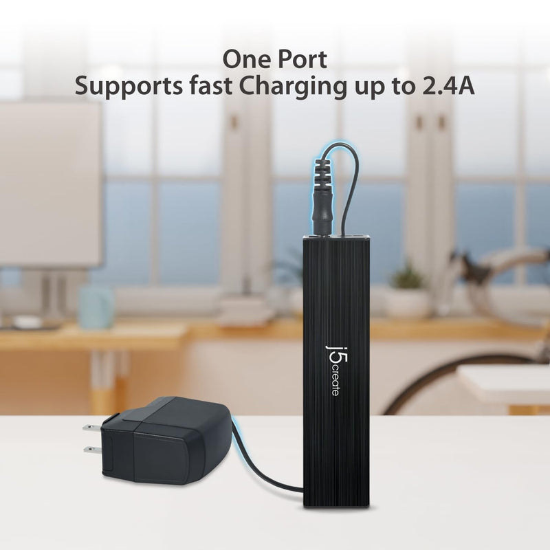 j5create 7-Port Powered USB 3.0 20W Data Hub with 3.3 ft Extended Cable | Power Adapter Included, for Mac, MacBook, Windows, Laptop, Surface, XPS, PC (JUH377)