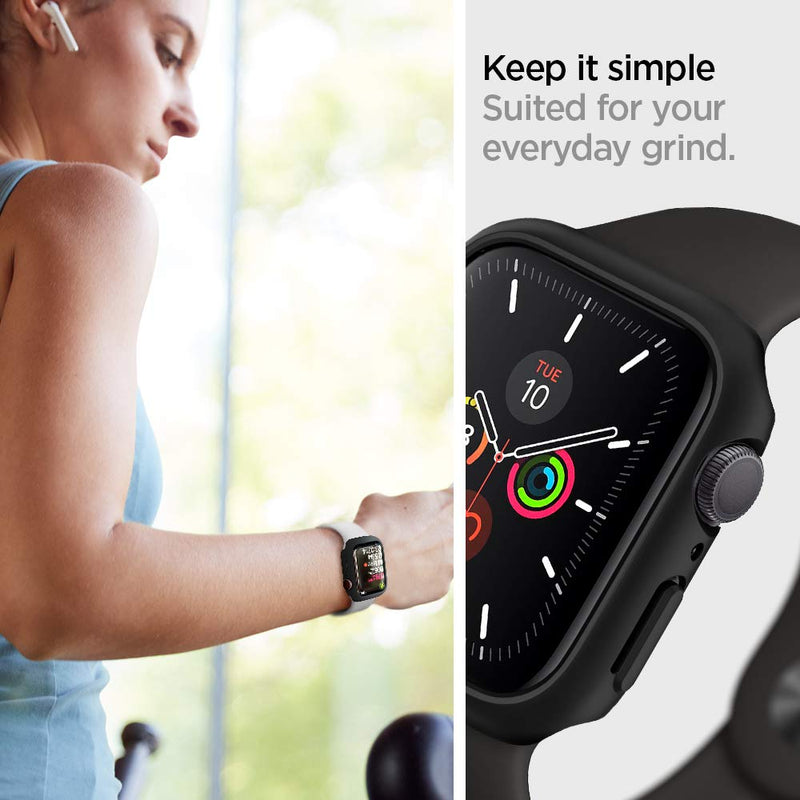 Spigen Thin Fit Case and Lite Fit Band Designed for Apple Watch Bands 44mm Series SE3/SE2/6/SE/5/4 - Black