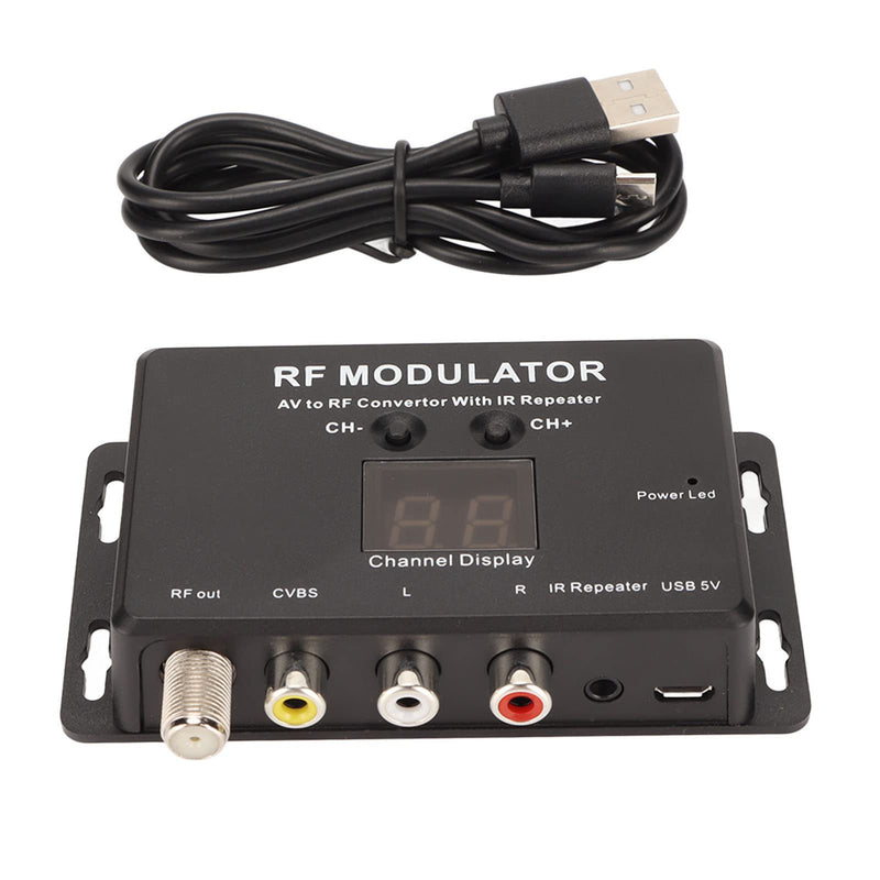 UHF Modulator, Mini AV to RF Modulator, UHF TV Link Modulator AV to RF Converter, AV to RF TV Modulator with Channel Display, Support PAL NTSC, for Set Top Box, DVDs