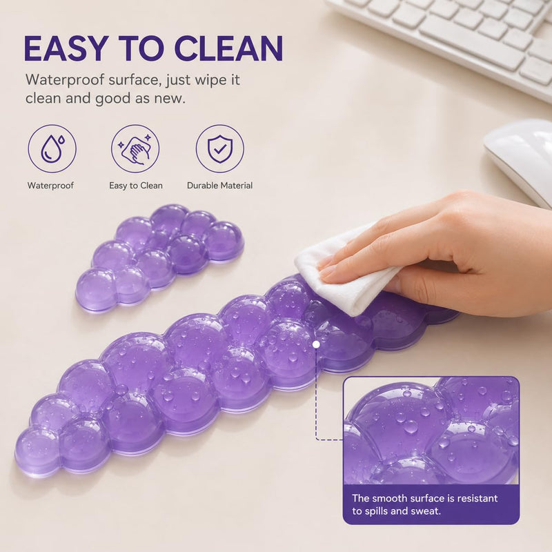 Cute Purple Cloud Wrist Rest for Women, Cooling Gel Support, Non-Slip Pad | Made for typing, coding, and creating, this cooling gel wrist support adds ergonomic comfort to office, home, and study