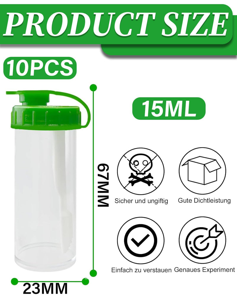 TPZORJX 10 pieces chair sample tubes, 15 ml stool sample tubes, cats and dogs waste tubes with spoon, testing for fecal tubes, examination tube for pets for testing