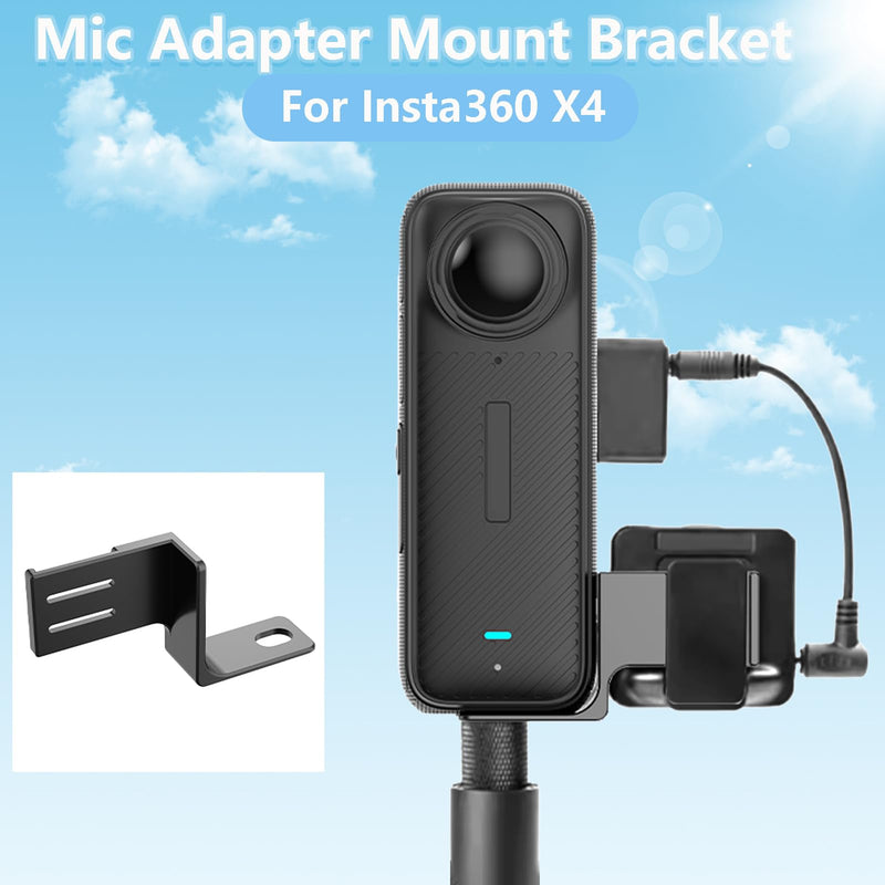 Invisible Mic Cold Shoe Compatible with Insta360 X4 Mic Adapter Mount Bracket External Microphone Holder with Audio Cable Compatible for Insta360 X4 Accessories