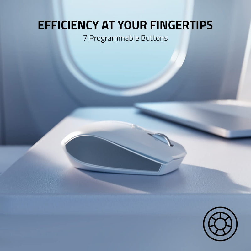Razer Pro Click Mini Portable Wireless Mouse: Silent, Tactile, Mouse Clicks - Sleek & Compact Design - HyperScroll Technology - Productivity Dongle - Connect up to 4 Devices - 7 Programmable Buttons White
