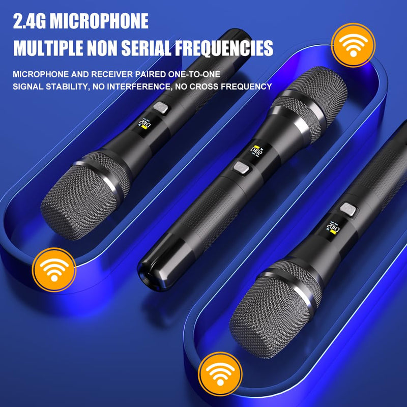 [AUSTRALIA] - AX322 Professional UHF Wireless Dynamic Microphone Set, Dual Microphones with Rechargeable Receiver, Plug and Play, Suitable for Karaoke and Musical Instruments 