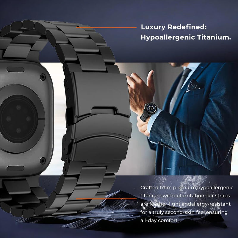 26mm Wide Rugged Titanium Band for Apple Watch Ultra 3/2/1 49mm | Metal Strap for iWatch Series 11/10 46mm|Ultra Color Match,40% Lightweight,Skin-Friendly,Water Resistance,Fit Wrist 6.3''-9'' black 49/46/45/44/42mm (series 3 2 1)