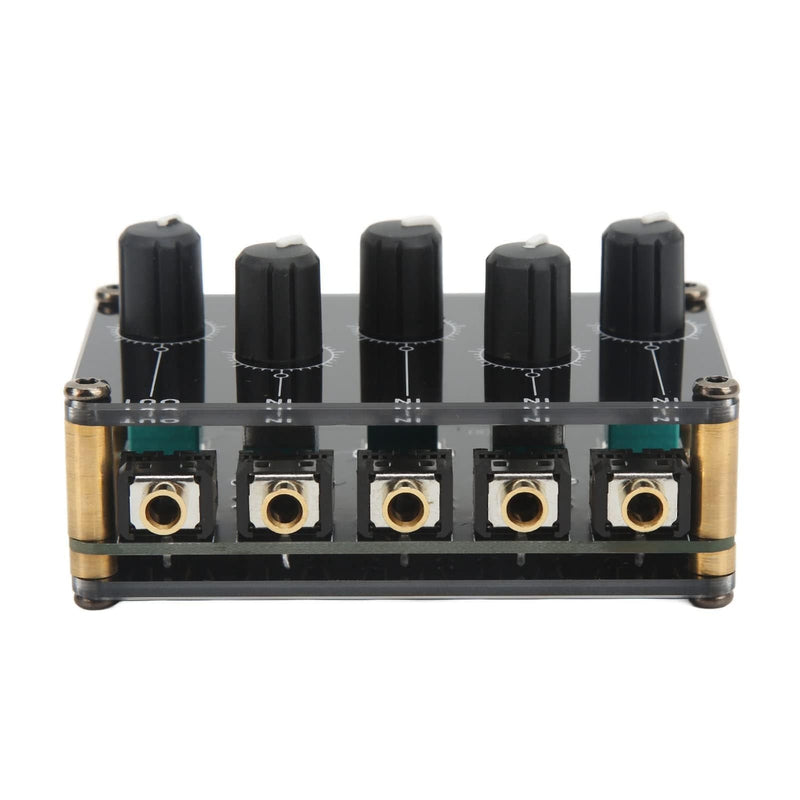 Audio Mixer, 4 Input 1 Output Mini Low Noise Sound Board Console Portable Passive Stereo Audio Mixer Mini Stereo Live Studio Console Audio Recording Mixers Music Mixer Machine