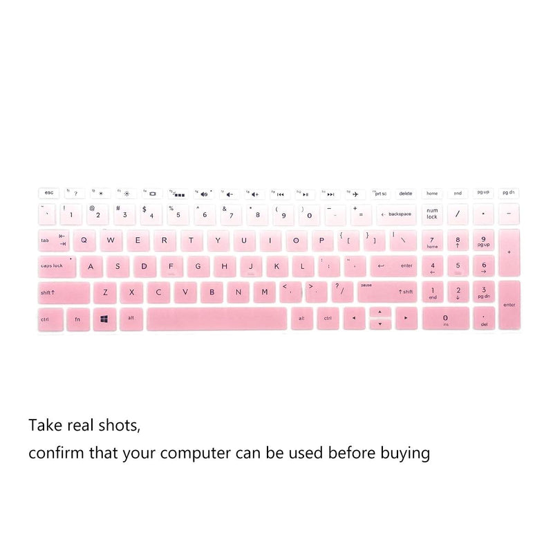2PCS Keyboard Cover for HP Laptop 17-by 17-bs/ca, HP 17-by4633dx 17-by4065st by4011cy by1053dx by2053c by3053/3056cl by3613dx by0061st 17-bs011dx bs049dx bs021ds bs025cl bs049dx bs153cl 17-ca3035cl Ombre Pink+Clear