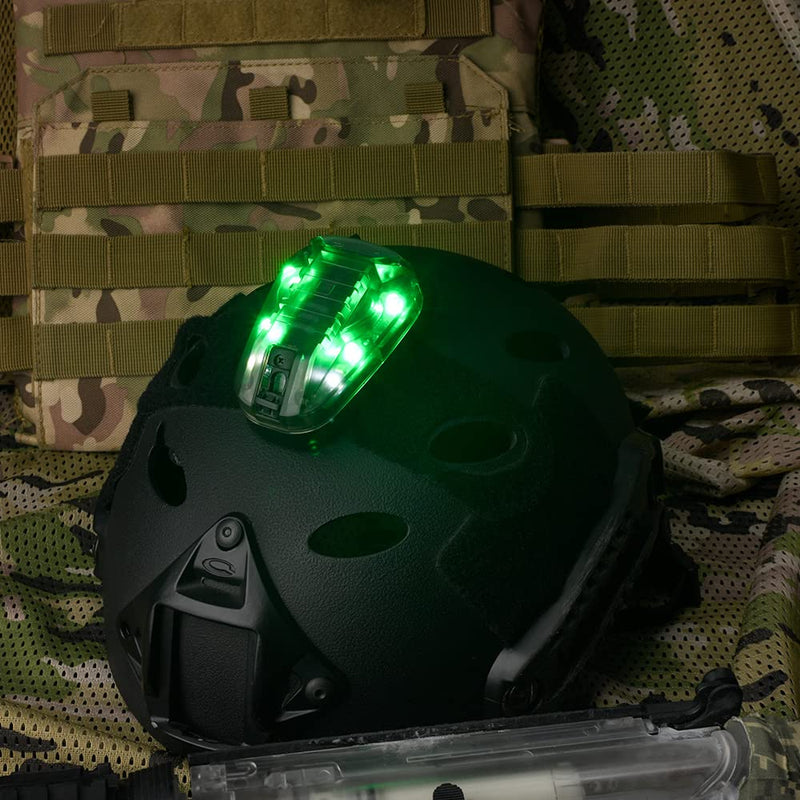 [AUSTRALIA] - NOBUHIRO Tactical Helmet Signal Light Optional 4 Modes with Visible LED + IR Constant-on/Strobe, Waterproof Ladybird Survival Identification Lamp for Outdoor Sports BK-GREEN 