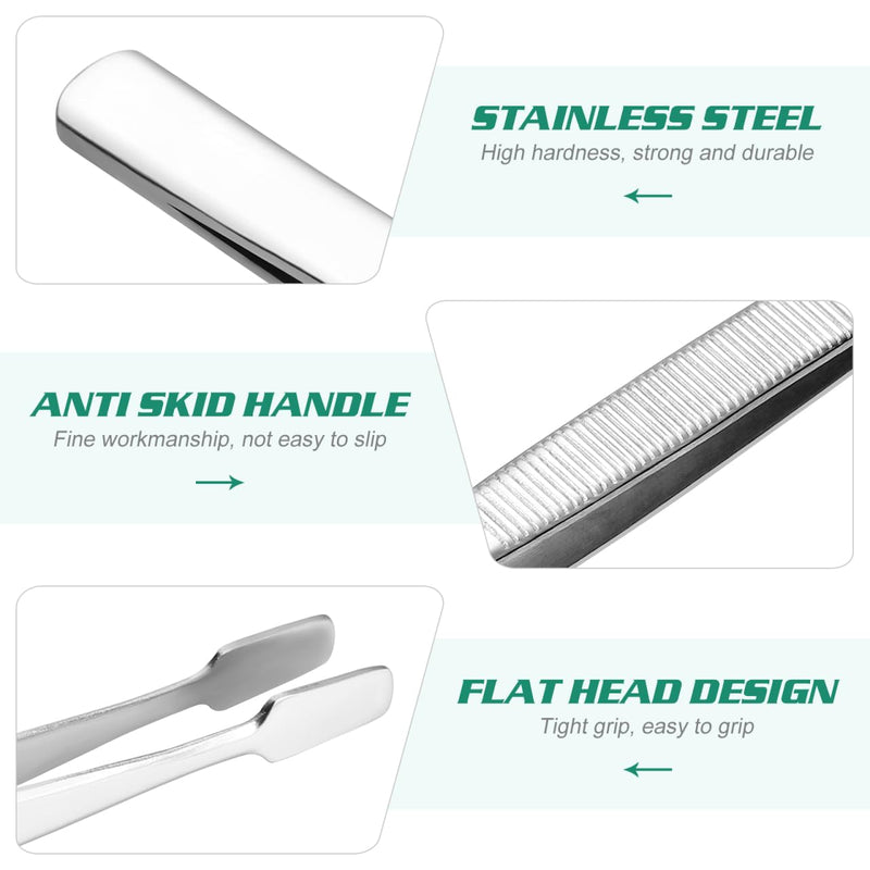 iplusmile Stamp Tweezers Set: 2 Pieces Stainless Steel Flat Wide Tweezers for Stamps, Photo Development, Craft Production