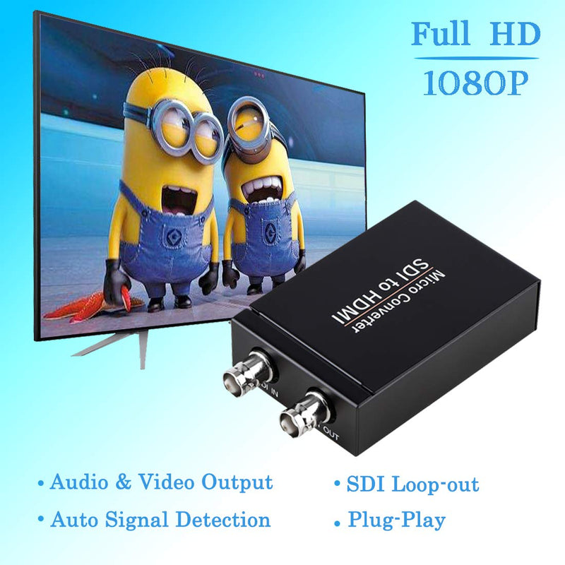 [AUSTRALIA] - Anber-Tech SDI to HDMI Converter, SDI to HDMI Audio De-embedder Support 3G-SDI, HD-SDI, SD-SDI Auto Format Detection and Stereo Audio De-embedder, SDI Loopout (Black) Black 