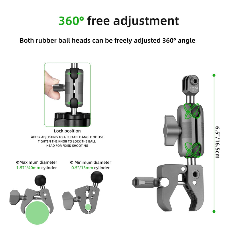 [AUSTRALIA] - FANAUE Super Clamp Camera Mount,Action Camera Mount,Monitor 360° Ballhead Magic Arm Double Ball Head Adapter (GB-01T) GB-01T 