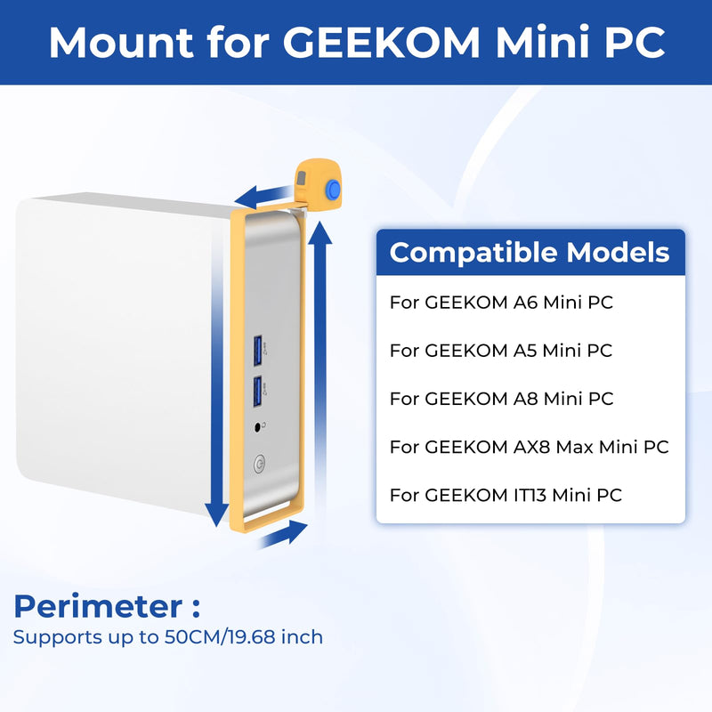 Universal Mount for Geekom Mini PC Mount, for Geekom A6, A5, ‎A8, AX8 Max,A9, IT13 Mini PC, Vesa Mount/Connect VESA Arm, Mounts on The Back of a Monitor with Screws, Black