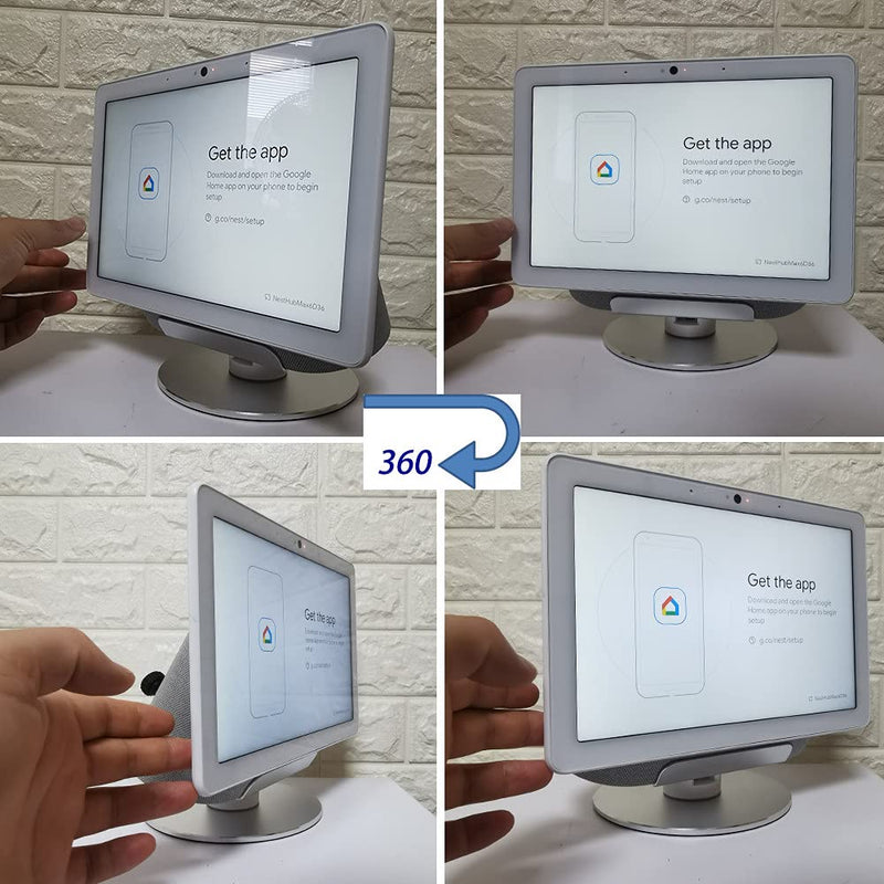 [AUSTRALIA] - Adjustable Aluminum Swivel Stand for Google Nest Hub Max - 360° Horizontal Rotation, ±30° Tilt, Non-Slip Silicone Pads, Easy Installation, Universal Compatibility, Durable & chassis Metal Design silver 