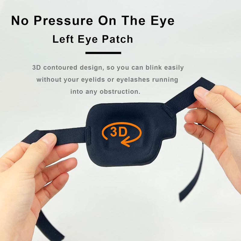 3D Eye Patch, Medical Eye Patches for Adults Kids, 3D Amblyopia Lazy Eye Patches for Left Eye Black