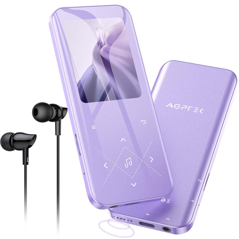 [AUSTRALIA] - 32GB MP3 Player with Bluetooth 5.3, AGPTEK A09X 2.4" Screen Portable Music Player with Speaker Lossless Sound with FM Radio, Voice Recorder, Supports up to 128GB, Purple 