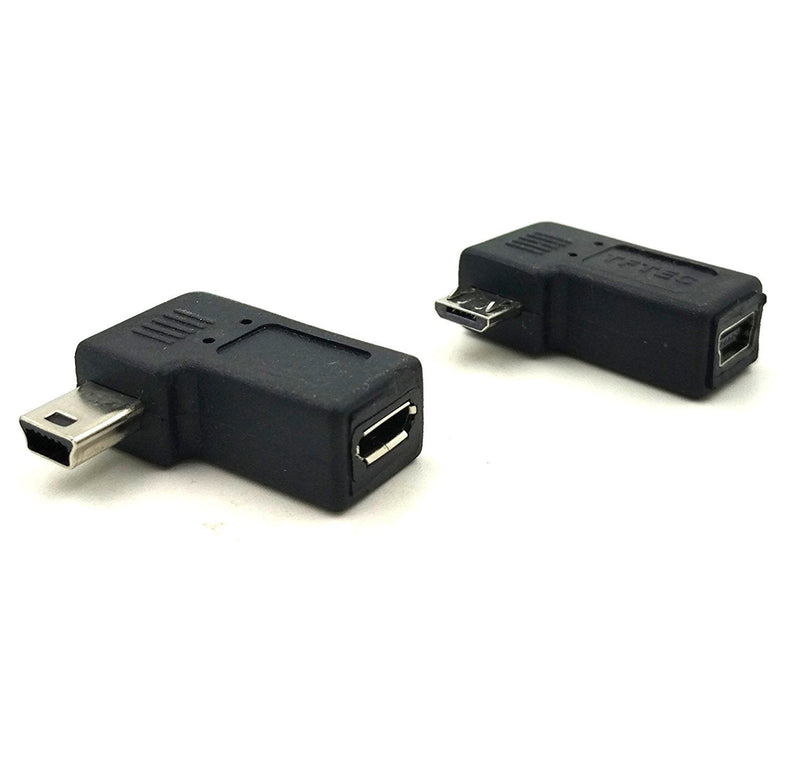 Duttek Micro USB to Mini USB Combo Adapter, Right Angle 90 Degree 1 pc Mini USB Male to Micro USB Female Adapter + 1 pc Mini USB Female to Micro USB Male Adapter Converter